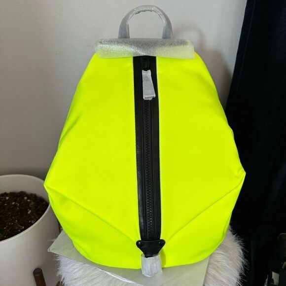 Rebecca Minkoff Julian Jumbo Zipped Nylon Backpack,‎ Designer Neon Yellow, NWT